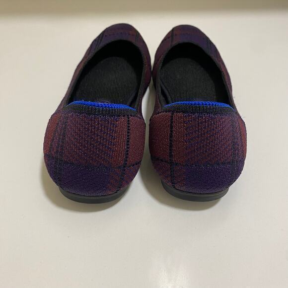 Rothy's The Square Toe Cranberry Plaid Flats Size 10.5 - Picture 3 of 6